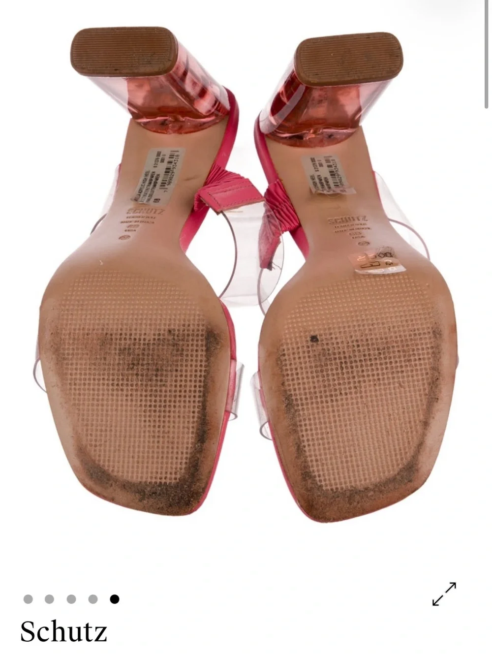 SCHUTZ Pink Clear Strap Block Heel Mule